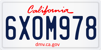 CA license plate 6XOM978