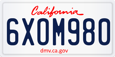 CA license plate 6XOM980