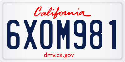 CA license plate 6XOM981