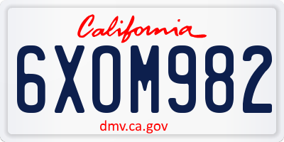 CA license plate 6XOM982