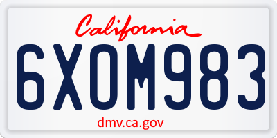 CA license plate 6XOM983