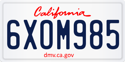 CA license plate 6XOM985