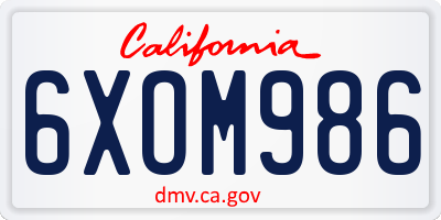 CA license plate 6XOM986