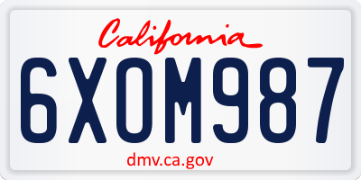 CA license plate 6XOM987