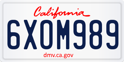 CA license plate 6XOM989