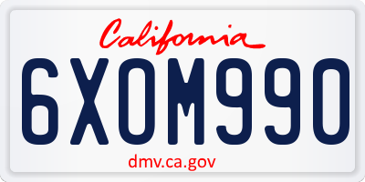 CA license plate 6XOM990