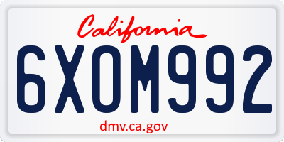 CA license plate 6XOM992