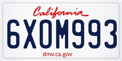 CA license plate 6XOM993