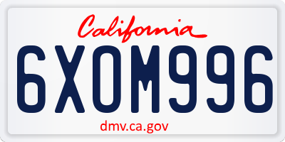 CA license plate 6XOM996