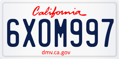 CA license plate 6XOM997