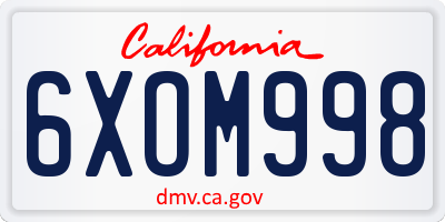 CA license plate 6XOM998