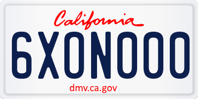 CA license plate 6XON000