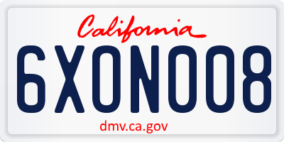 CA license plate 6XON008