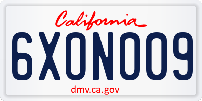 CA license plate 6XON009