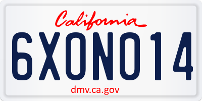CA license plate 6XON014