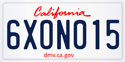 CA license plate 6XON015