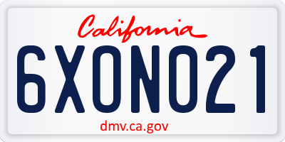 CA license plate 6XON021