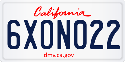 CA license plate 6XON022