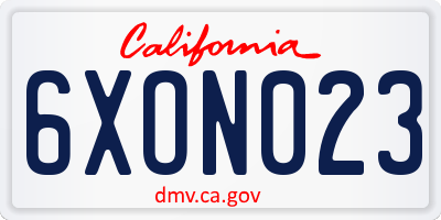CA license plate 6XON023
