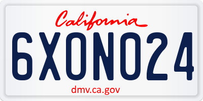 CA license plate 6XON024