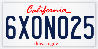 CA license plate 6XON025