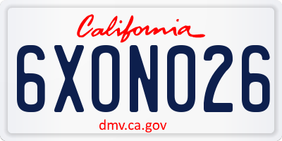 CA license plate 6XON026