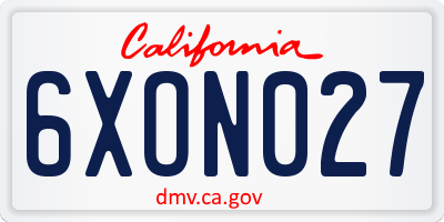CA license plate 6XON027