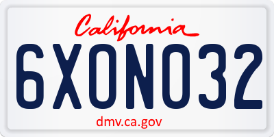 CA license plate 6XON032