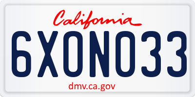CA license plate 6XON033