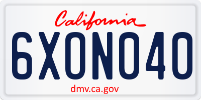 CA license plate 6XON040