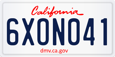 CA license plate 6XON041