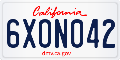 CA license plate 6XON042