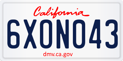 CA license plate 6XON043