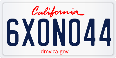 CA license plate 6XON044