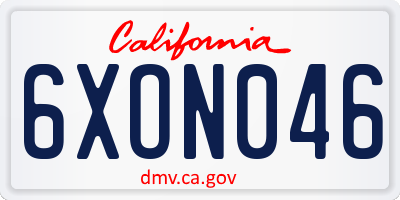 CA license plate 6XON046