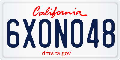 CA license plate 6XON048