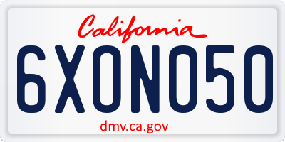 CA license plate 6XON050