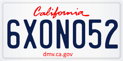 CA license plate 6XON052