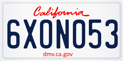 CA license plate 6XON053