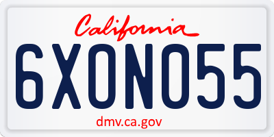 CA license plate 6XON055