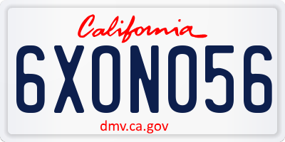 CA license plate 6XON056