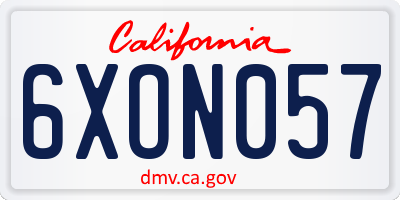 CA license plate 6XON057