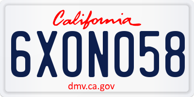 CA license plate 6XON058