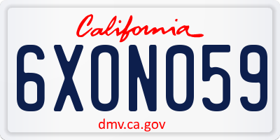 CA license plate 6XON059