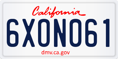 CA license plate 6XON061