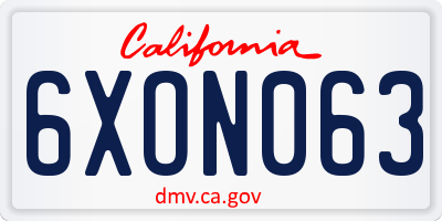 CA license plate 6XON063