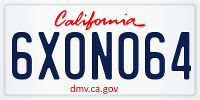 CA license plate 6XON064