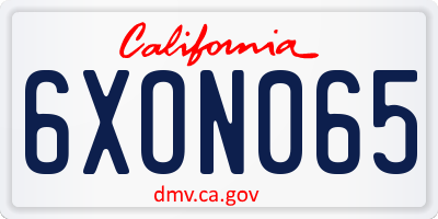 CA license plate 6XON065
