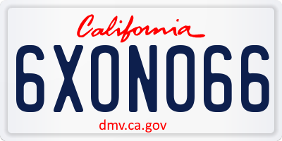 CA license plate 6XON066