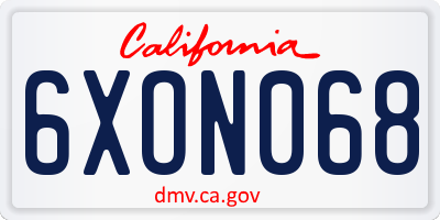 CA license plate 6XON068